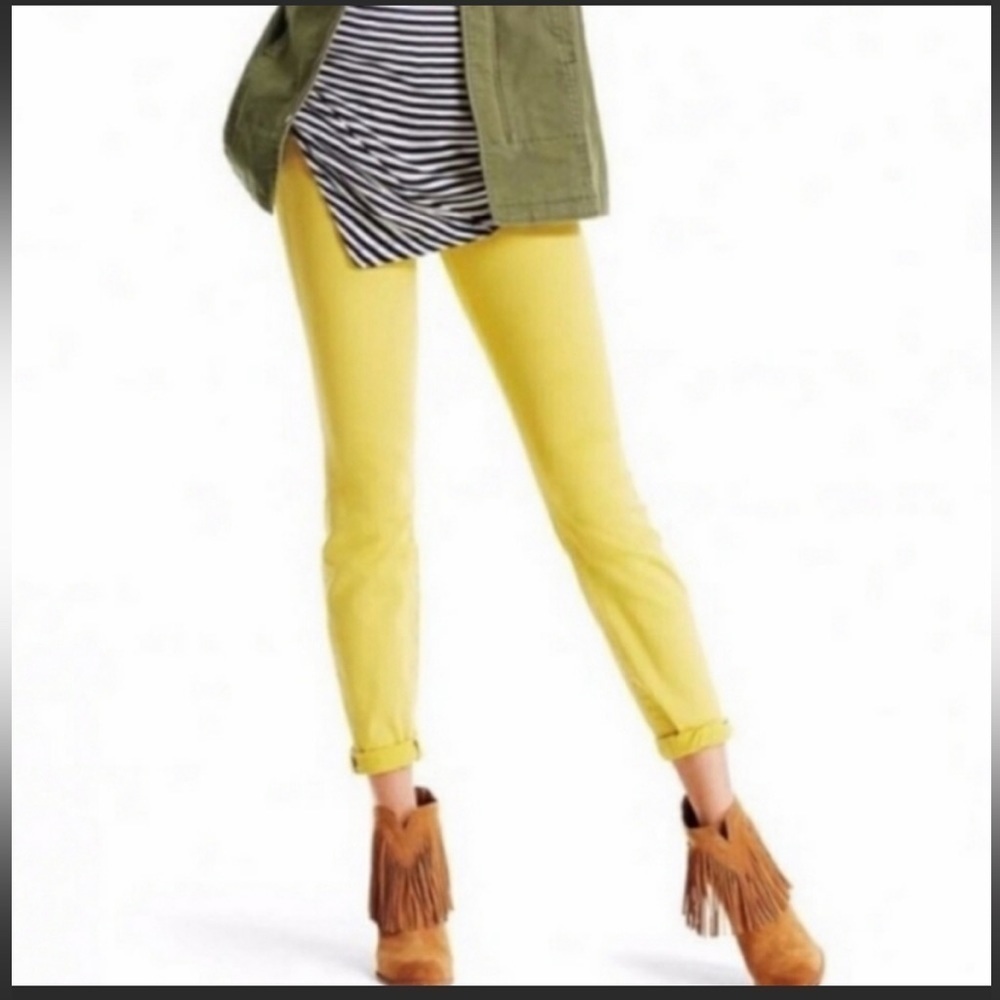 Cabi 5084 Citron Yellow Skinny Jeans‎ Size 4 Colorful Denim